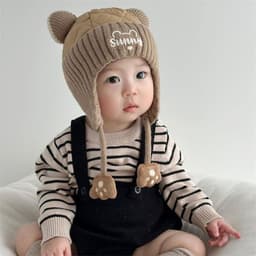 Mũ Len SUNNY Cho Bé Bịt Tai Dệt Kim Đính Gấu Tai Bông Giữ Ấm Mùa Đông Dùng Cho Bé 6–24 Tháng 5