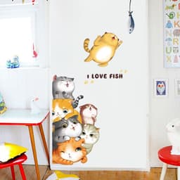[Nhiều mẫu] Decal dán tường mèo, decal con vật xinh xắn trang trí phòng ngủ phòng khách 5