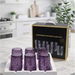 Bộ 06 Cốc Vân Caro Cao Dung Tích 350ml Màu Tím 4