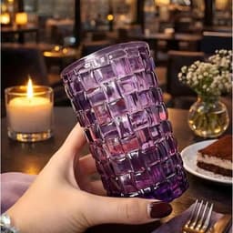 Bộ 06 Cốc Vân Caro Cao Dung Tích 350ml Màu Tím 6