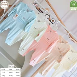 Combo 3-5 Bộ Quần Áo Sơ Sinh Dài Tay Happy Cạp Cao Màu Chất Vải Petit Bamboo Thấm Hút Cho Bé sơ sinh 6