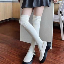 Tất Vớ Đùi Dài Qua Gối Đi Bốt Cotton Gân Tăm Giữ Ấm Mùa Đông Phong Cách Hàn Quốc Siêu Hot 4