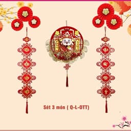 MIỄN SHIP (Set 3 món) Dải Treo ThầnTài lắc đầu và đôi liễn nhung cát tường phú quý size lớn 24x113cm  9