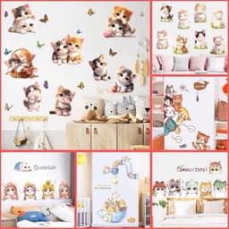[Nhiều mẫu] Decal dán tường mèo, decal con vật xinh xắn trang trí phòng ngủ phòng khách 1