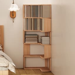 Kệ sách góc bằng gỗ tự nhiên, tủ sách đặt tường, kệ góc để đồ dạng đứng, nhiều tầng, tiện lợi cất giữ 2