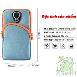 [Vải Jean Nỉ] Bao Túi Đeo Tay 2 Ngăn Đựng Điện Thoại Tập GYM Thể Thao Chạy Bộ Có Khe Cắm Gắn Tai Nghe Dây 6