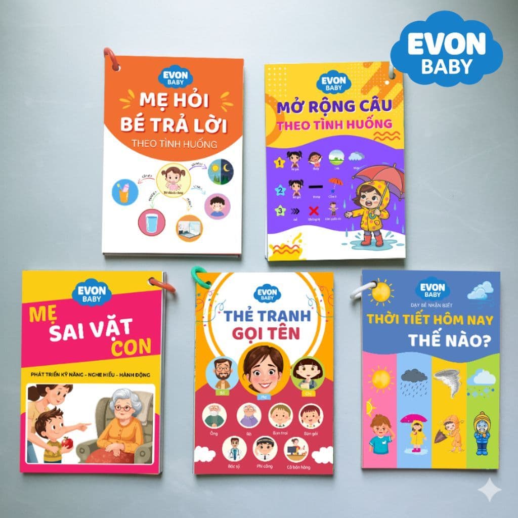 Thẻ Flash EVON BABY dạy bé tập nói - CHỦ ĐỀ PHÁT TRIỂN VÀ MỞ RỘNG CÂU THEO TÌNH HUỐNG