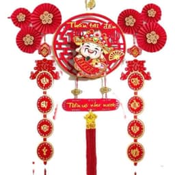 MIỄN SHIP (Set 3 món) Dải Treo ThầnTài lắc đầu và đôi liễn nhung cát tường phú quý size lớn 24x113cm  3