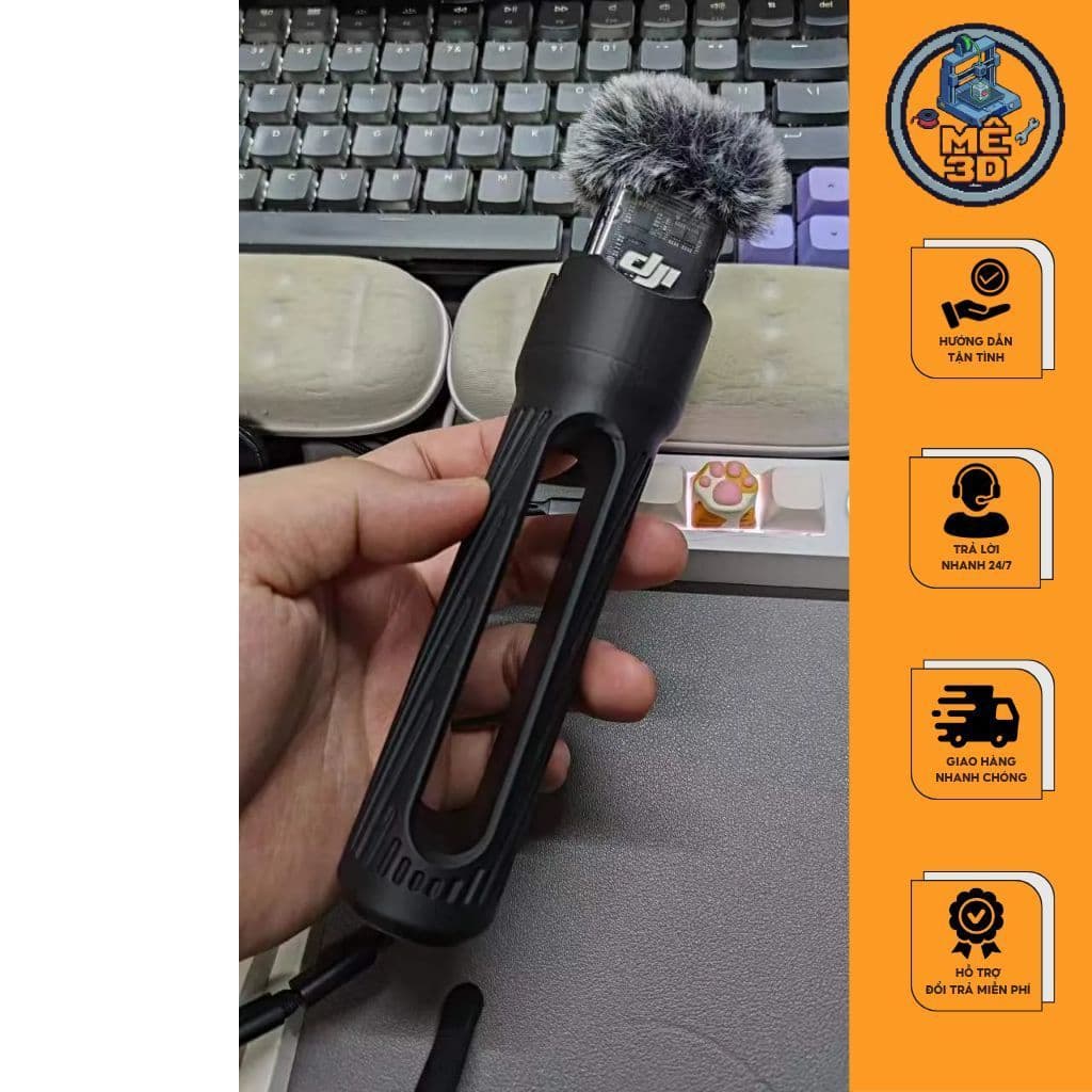 Gậy cầm tay gắn DJI Mic - DJI Mic 2 - DJI Mini Mic - Rode - Hollyland - Hollyland Lark Max- In 3D | TechCraft 3D