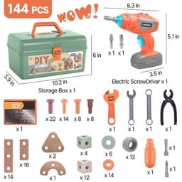 Hộp Kỹ Thuật 144 Chi Tiết Cho Bé – Bộ Đồ Chơi Lắp Ráp DIY Có Máy Khoan Pin, Phát Triển Tư Duy Sáng Tạo Cho Trẻ 3+ 8