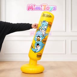 Bao Đấm Hơi Boxing MimiToys Cao 1m2 Màu Vàng - Đồ Chơi Vận Động Kèm Bơm Cho Bé 9