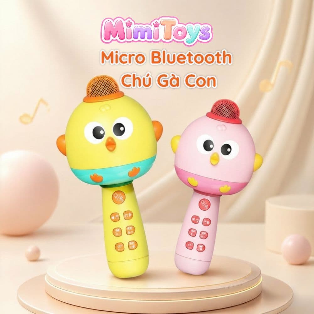 Micro Karaoke Hình Gà Con MimiToys - Loa Bluetooth Tiếng Việt Có Sạc Cho Bé Vui Hát
