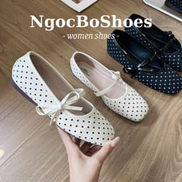 Giày Búp Bê - Giày Bệt Nữ Mary Jane Công Sở Chấm Bi Phối Quai Nơ Thanh Lịch Nhẹ Nhàng Nữ Tính - N0035-Sona 6
