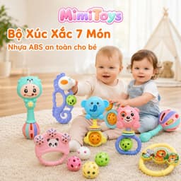 Bộ 7 Món Lục Lạc Xúc Xắc MimiToys - Đồ Chơi Cầm Tay Giúp Bé Tập Nắm Và Phát Triển Giác Quan 3