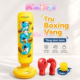 Bao Đấm Hơi Boxing MimiToys Cao 1m2 Màu Vàng - Đồ Chơi Vận Động Kèm Bơm Cho Bé 1