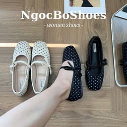 Giày Búp Bê - Giày Bệt Nữ Mary Jane Công Sở Chấm Bi Phối Quai Nơ Thanh Lịch Nhẹ Nhàng Nữ Tính - N0035-Sona 9