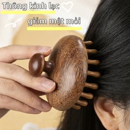 Lược Gỗ Đàn Hương Massage Đầu - Gỡ Rối, Chống Rụng Tóc, Giảm Đứt Gãy, Đệm Khí Đa Năng, Giúp Tóc Khỏe & Ngủ Ngon 5