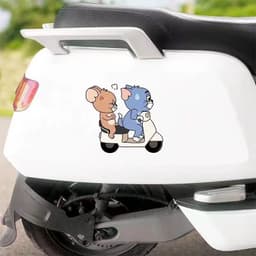 [HỎA TỐC] Decal Miếng Dán Hình dán mèo và chuột cưỡi xe máy ngộ nghĩnh và dễ thương dành cho xe điện và ô tô Temxe.Net 2