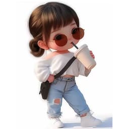 Decal Dán Một nàng công chúa nhỏ đeo kính uống trà sữa dùng để trang trí phòng trong nhà 1