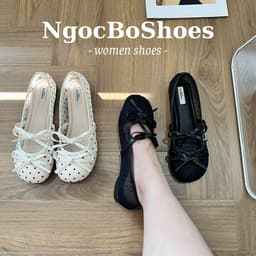 Giày Búp Bê - Giày Bệt Nữ Mary Jane Chấm Bi Phối Quai Nơ Thanh Lịch Nhẹ Nhàng - N0033-Sona 2