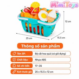Set Hoa Quả Cắt Ghép MimiToys 30 Chi Tiết - Đồ Chơi Nhà Bếp Nhựa Cao Cấp Cho Bé 8