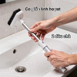 bàn chải cọ sàn nhà tắm 2 đầu lông cứng mềm cán kéo dài vệ sinh lavabo bồn tắm gạch 2