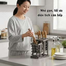 Giá Cài Dao Thép Carbon Chống Gỉ Cao Cấp MODERN, Giá Đựng Dao Kéo Đa Năng Kèm Khay Hứng Nước 8