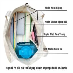 Túi Tote Canvas Mickey Minnie Hàn Quốc Đeo Vai Khóa Kéo Đựng Laptop (giadungtranlinh) 8