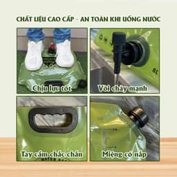 Túi đựng nước du lịch 8L, Túi đựng nước gấp gọn, Túi đựng nước mang theo du lịch, dã ngoại, hoạt động ngoài trời 3