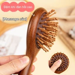 Lược Gỗ Đàn Hương Massage Đầu - Gỡ Rối, Chống Rụng Tóc, Giảm Đứt Gãy, Đệm Khí Đa Năng, Giúp Tóc Khỏe & Ngủ Ngon 3