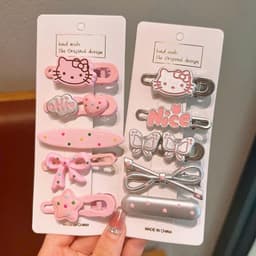 Set 5 kẹp tóc hoạ tiết Kitty Gấu thỏ sao Kẹp tóc smile hoạt hình đáng yêu cho bé gái  6