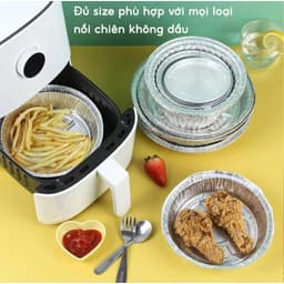 Combo 100 Khay Giấy Bạc 22cm Lót Nồi Chiên Không Dầu, Lò Nướng - Khuôn Đĩa Nhôm Đựng Thức Ăn 4