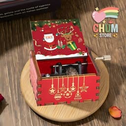 Hộp nhạc gỗ mini in hình Merry Christmas - Giáng Sinh nhiều mẫu anime hot Kimetsu Conan - Music box xinh xắn 1