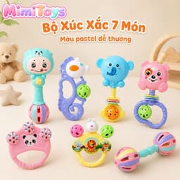 Bộ 7 Món Lục Lạc Xúc Xắc MimiToys - Đồ Chơi Cầm Tay Giúp Bé Tập Nắm Và Phát Triển Giác Quan 1