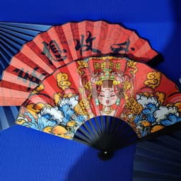 Quạt nan 28cm vải lụa cầm tay trang trí in hình phong cảnh 4