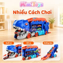 Đồ Chơi Xe Khủng Long MimiToys Nuốt Ô Tô - Cầu Trượt Ô Tô Mini Vui Nhộn Cho Bé 6