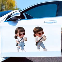 Decal Dán Một nàng công chúa nhỏ đeo kính uống trà sữa dùng để trang trí phòng trong nhà 4