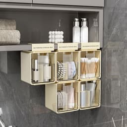 Hộp Bảo Quản Mỹ Phẩm CONOPERY, Hộp Bảo Quản Phân Loại Màu Vàng Trắng, Thiết Kế Treo Chất Lượng Cao Nhựa Không Rỉ Kéo Ra Ngăn Kéo Bảo Quản Tổ Chức Phòng Tắm 9