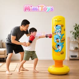 Bao Đấm Hơi Boxing MimiToys Cao 1m2 Màu Vàng - Đồ Chơi Vận Động Kèm Bơm Cho Bé 6