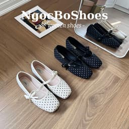 Giày Búp Bê - Giày Bệt Nữ Mary Jane Công Sở Chấm Bi Phối Quai Nơ Thanh Lịch Nhẹ Nhàng Nữ Tính - N0035-Sona 4