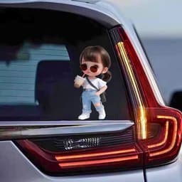 Decal Dán Một nàng công chúa nhỏ đeo kính uống trà sữa dùng để trang trí phòng trong nhà 8