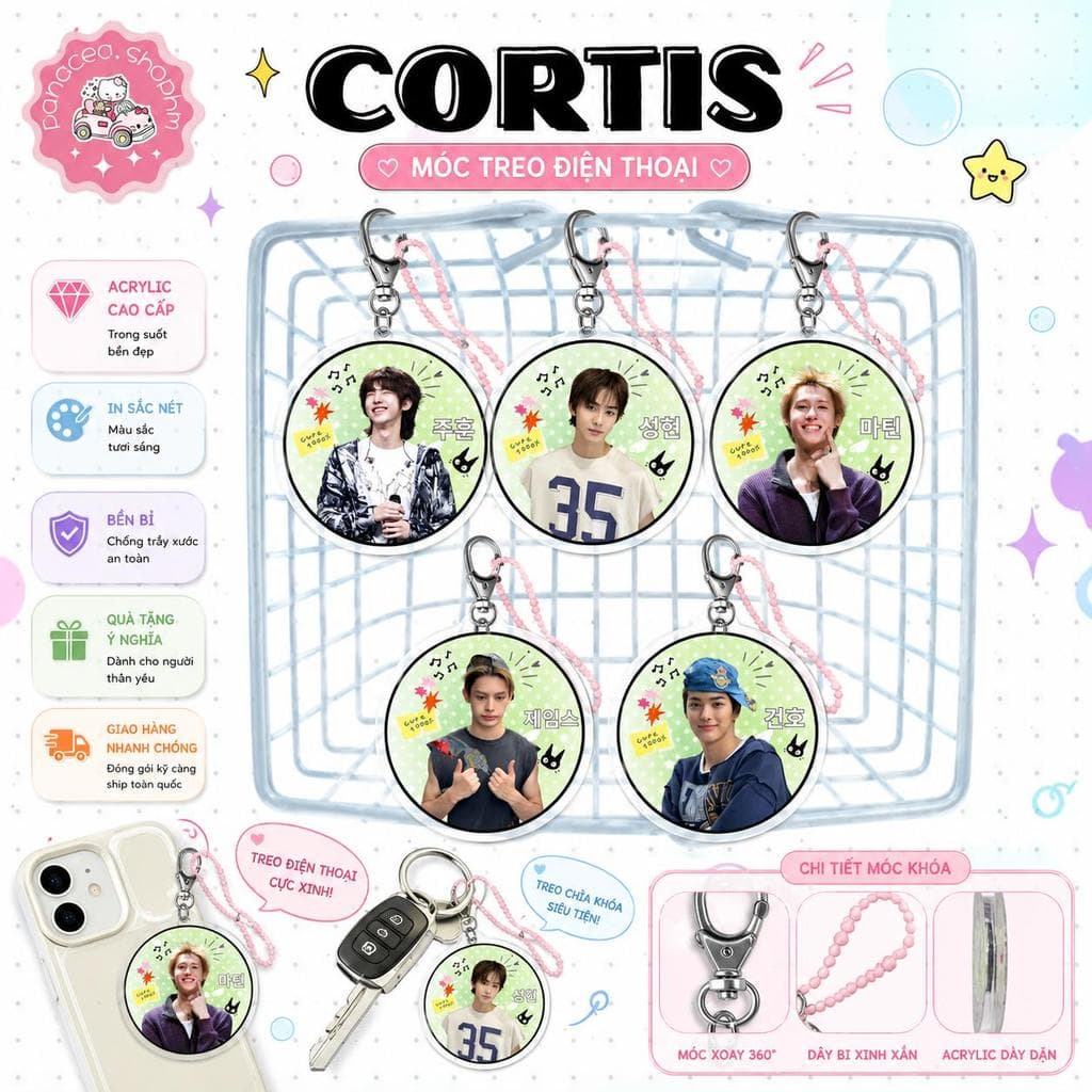 MÓC KHÓA cài các thành viên nhóm nhạc C2ORTIS size 4.4cm