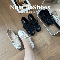 Giày Búp Bê - Giày Bệt Nữ Mary Jane Công Sở Chấm Bi Phối Quai Nơ Thanh Lịch Nhẹ Nhàng Nữ Tính - N0035-Sona 3
