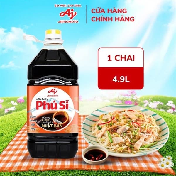 Chính Hảng Full VAT Nguyên Thùng 4 Can Nước Tương Phú Sĩ 4.9 Lít