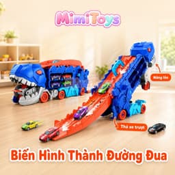 Đồ Chơi Xe Khủng Long MimiToys Nuốt Ô Tô - Cầu Trượt Ô Tô Mini Vui Nhộn Cho Bé 5