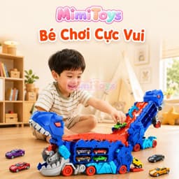 Đồ Chơi Xe Khủng Long MimiToys Nuốt Ô Tô - Cầu Trượt Ô Tô Mini Vui Nhộn Cho Bé 8
