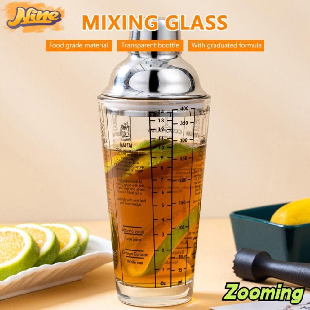 Bình lắc Cocktail ZOOMING 400ML Bình trộn rượu vang bằng thép không gỉ thủy tinh