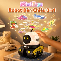 Robot Đèn Chiếu Sao MimiToys Có Bluetooth - Đèn Ngủ Phát Nhạc Lung Linh Cho Bé 1