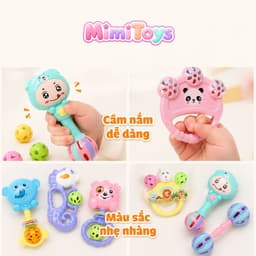 Bộ 7 Món Lục Lạc Xúc Xắc MimiToys - Đồ Chơi Cầm Tay Giúp Bé Tập Nắm Và Phát Triển Giác Quan 5