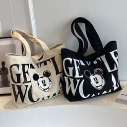 Túi Tote Canvas Mickey Minnie Hàn Quốc Đeo Vai Khóa Kéo Đựng Laptop (giadungtranlinh) 2